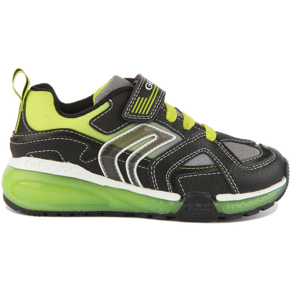Geox J Bayonyc Boys Single Strap Slip On Sneakers In Black Green Size US 8 - 4