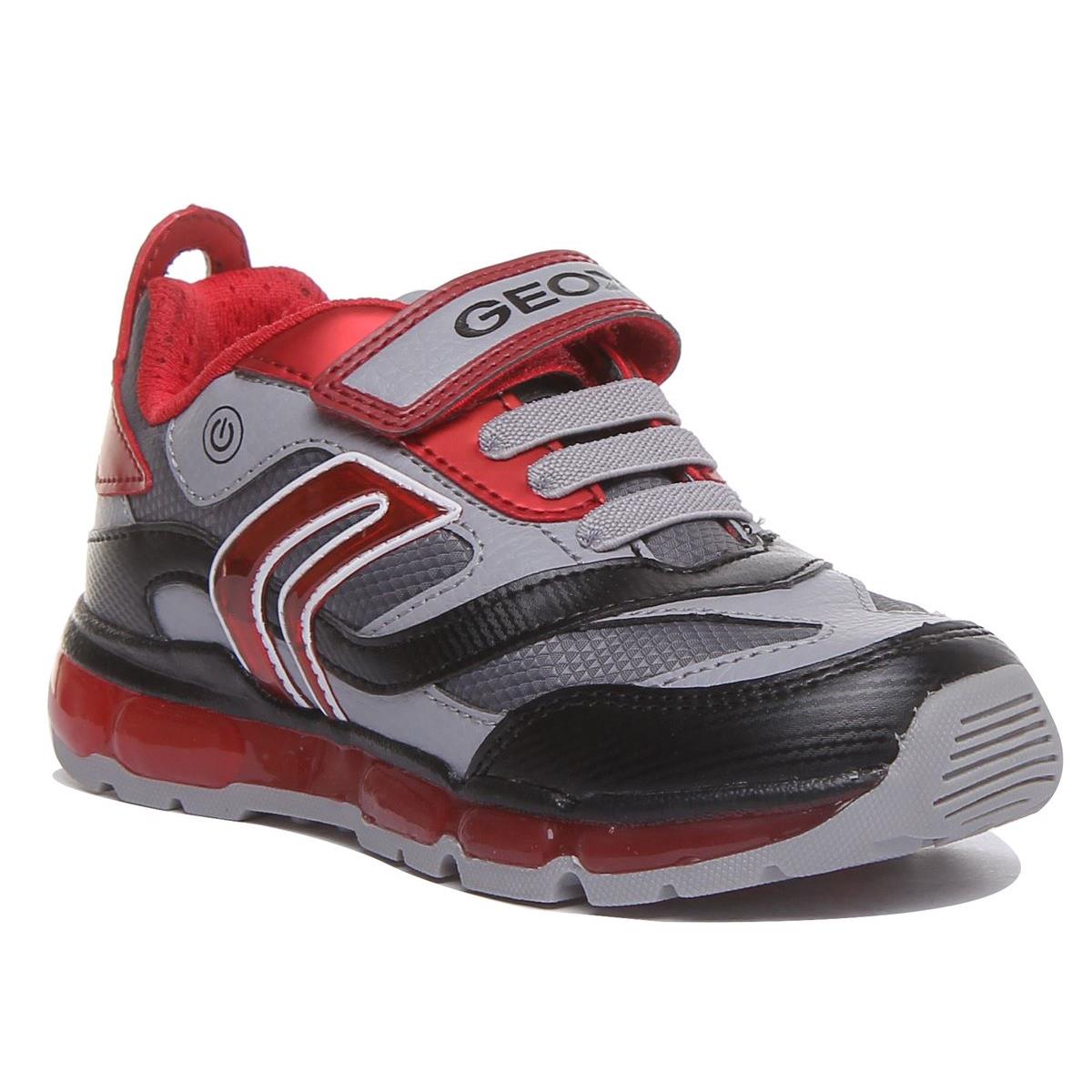 Geox J Android Kids Two Straps Light Up Sneakers In Navy Blue Size US 8 - 13 Grey Red