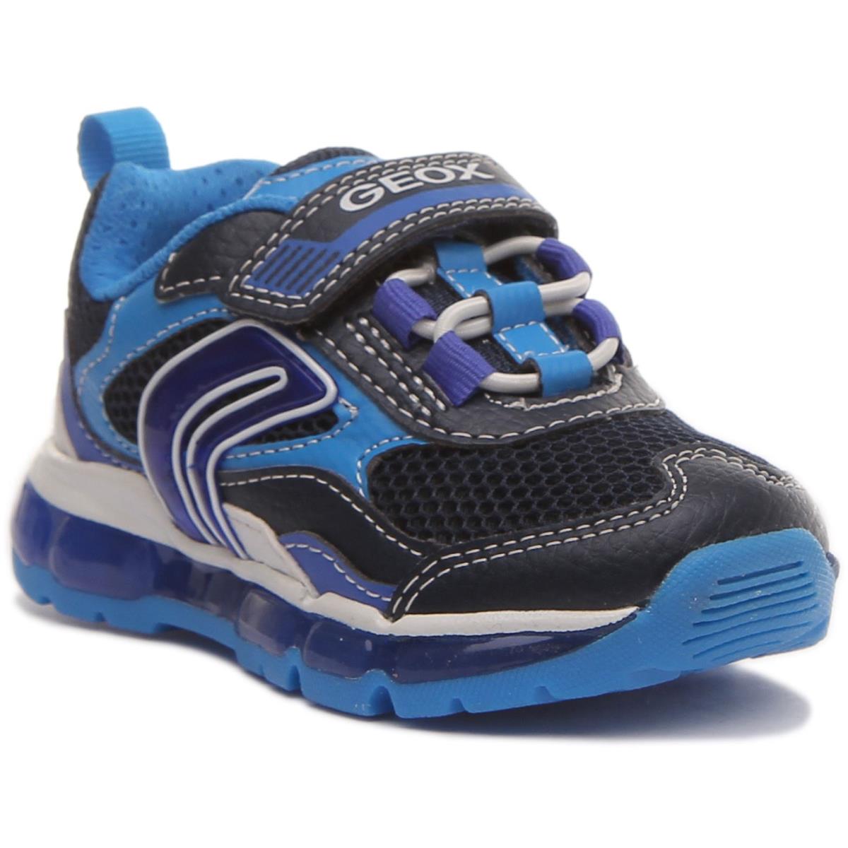 Geox J Android Kids Two Straps Light Up Sneakers In Navy Blue Size US 8 - 13 Navy Blue