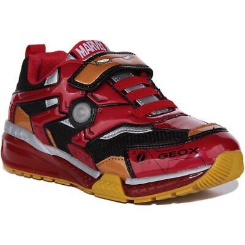 Geox J Bayonyc Iron Man Light Up Sneaker Red Black Infants US 0.5C - 13.5C