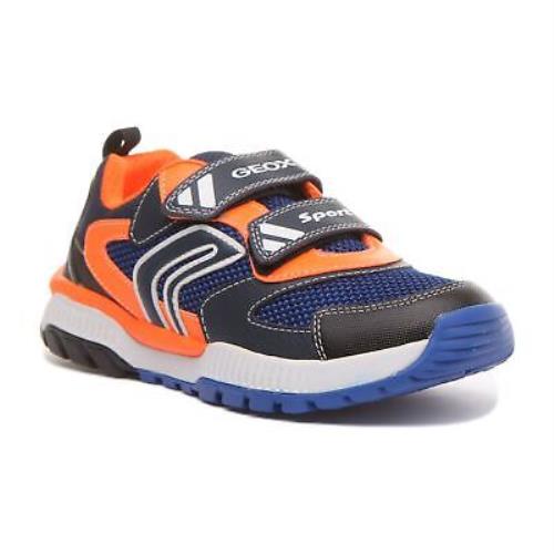 Geox J Tuono B.d Boys 2 Straps Athletic Sneaker In Navy Orange Size US 8 - 4