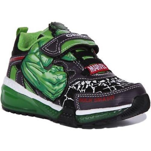 Geox J Bayonyc Hulk Smash Light Sneakers Black Green Infants US 0.5C - 13.5C