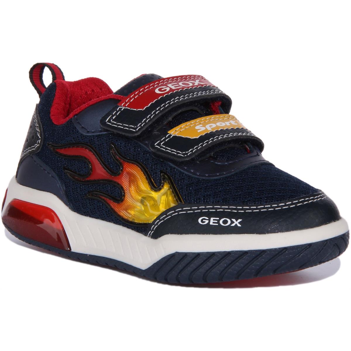 Geox J Inek B. B Two Strap Light Up Sneakers Navy Red Infants US 0.5C - 13.5C NAVY RED