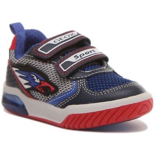 Geox Inek B. B Kids Two Straps Led Light Sneakers In Navy Red Size US 8 - 13