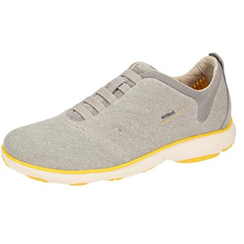 Geox Men`s U Nebula F Low Top Sneakers Color Options Text Gray / Yellow