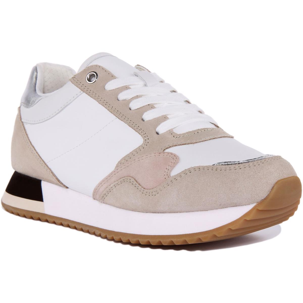 Geox D Doralea Womens Lace Up Smart Leather Sneakers In Cream Size US 5 - 11