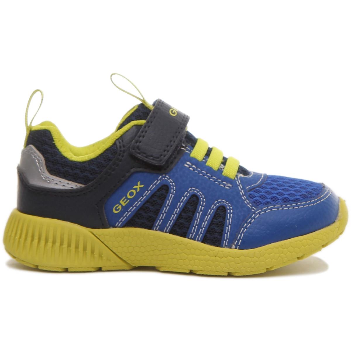 Geox J Sveth B.boys Single Strap Athletic Sneaker In Navy Yellow Size US 8 - 4