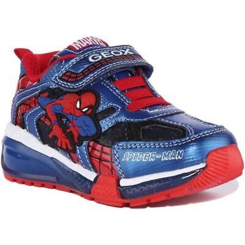 Geox J Bayonce Kids Light Up Spiderman Sneaker In Navy Red Size US 8C - 13C