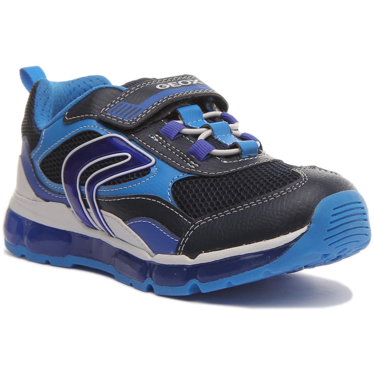 Geox J Android Kids Two Straps Light Up Sneakers In Navy Blue Size US 8 - 4 NAVY BLUE