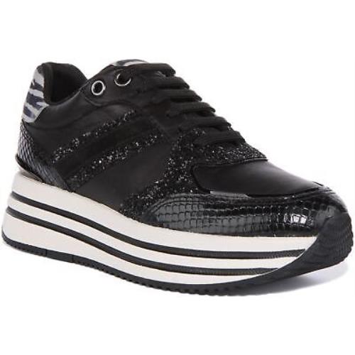 Geox D Kency Womens Platform Rhinestones Sneaker In Black Size US 5 - 11