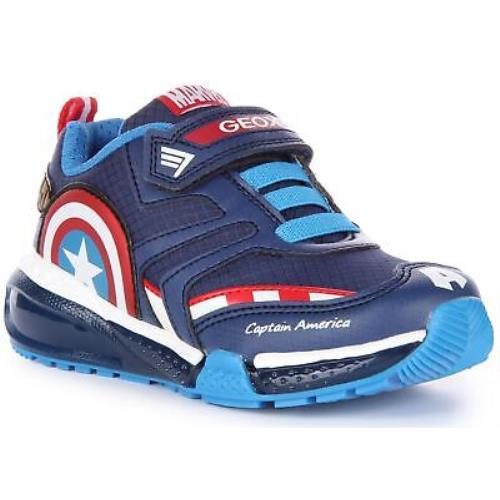 Geox J Bayonyc Captain America Light Up Sneakers Navy Infants US 0.5C - 13.5C