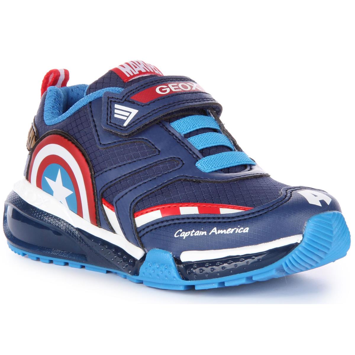 Geox J Bayonyc Captain America Light Up Sneakers Navy Infants US 0.5C - 13.5C NAVY RED