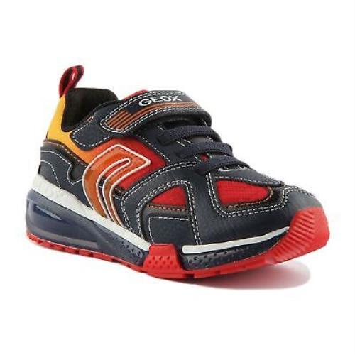 Geox J Bayonyc Boys Single Strap Slip On Sneakers In Navy Red Size US 8 - 3