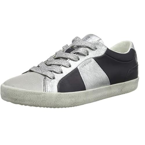 Geox Women`s D Warley A Low Top Sneakers Color Options Navy/Silver