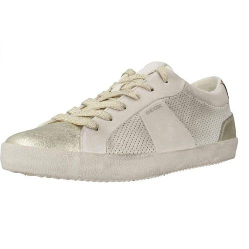 Geox Women`s D Warley A Low Top Sneakers Color Options White/Gold