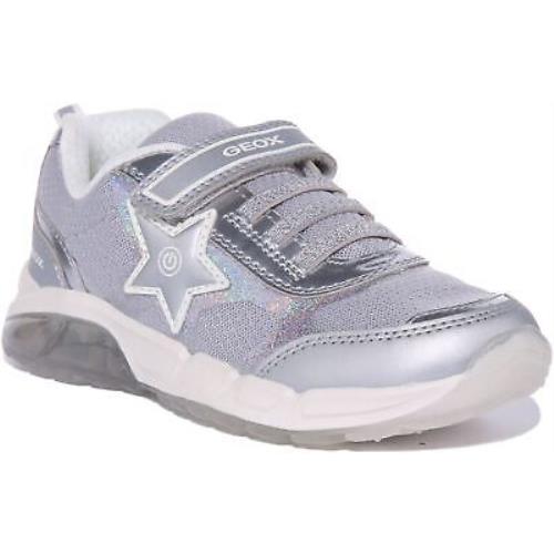 Geox J Spaziale Girls Single Strap Light Up Sneakers In Silver Size US 1C - 4Y