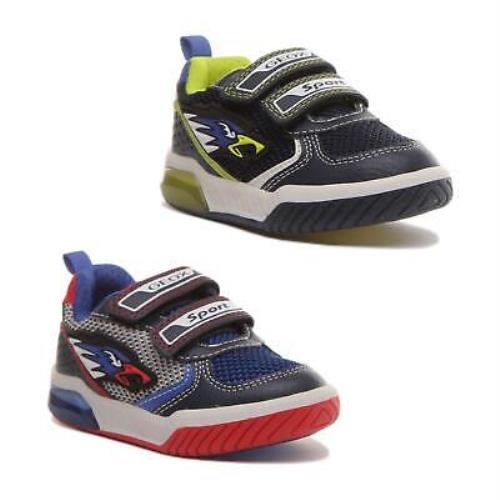 Geox J Inek B. B Kids Two Strap Led Light Sneakers In Navy Yellow Size US 8 - 13