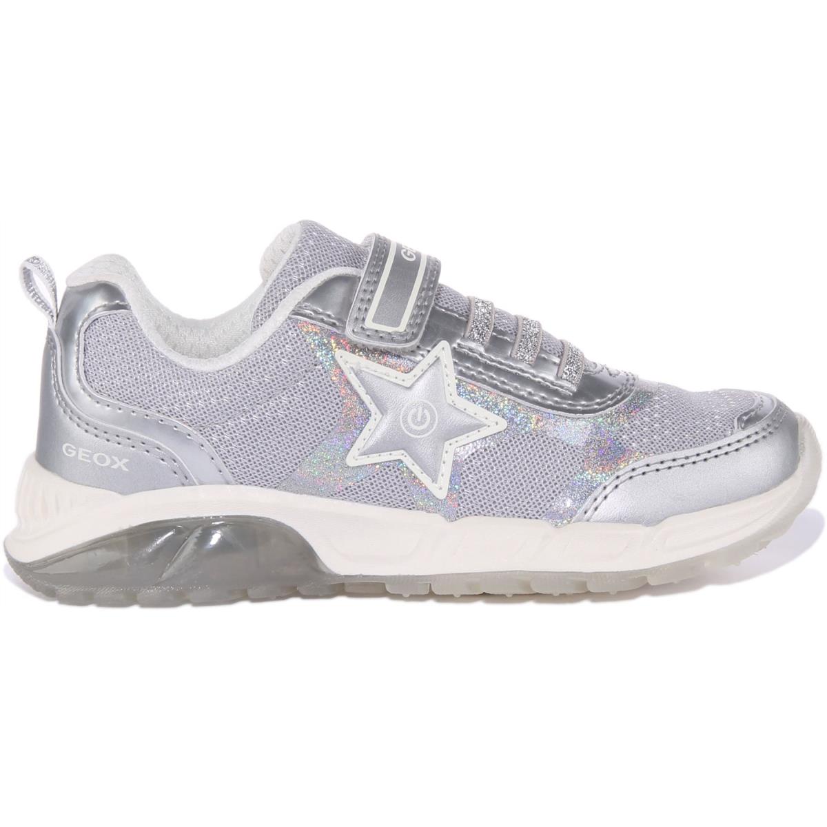 Geox J Spaziale Girls Light Up Star Slip On Sneakers In Silver Size US 9 - 4