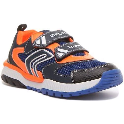 Geox J Tuono B.d Kids Two Straps Sporty Sneakers In Navy Orange Size US 1 - 4