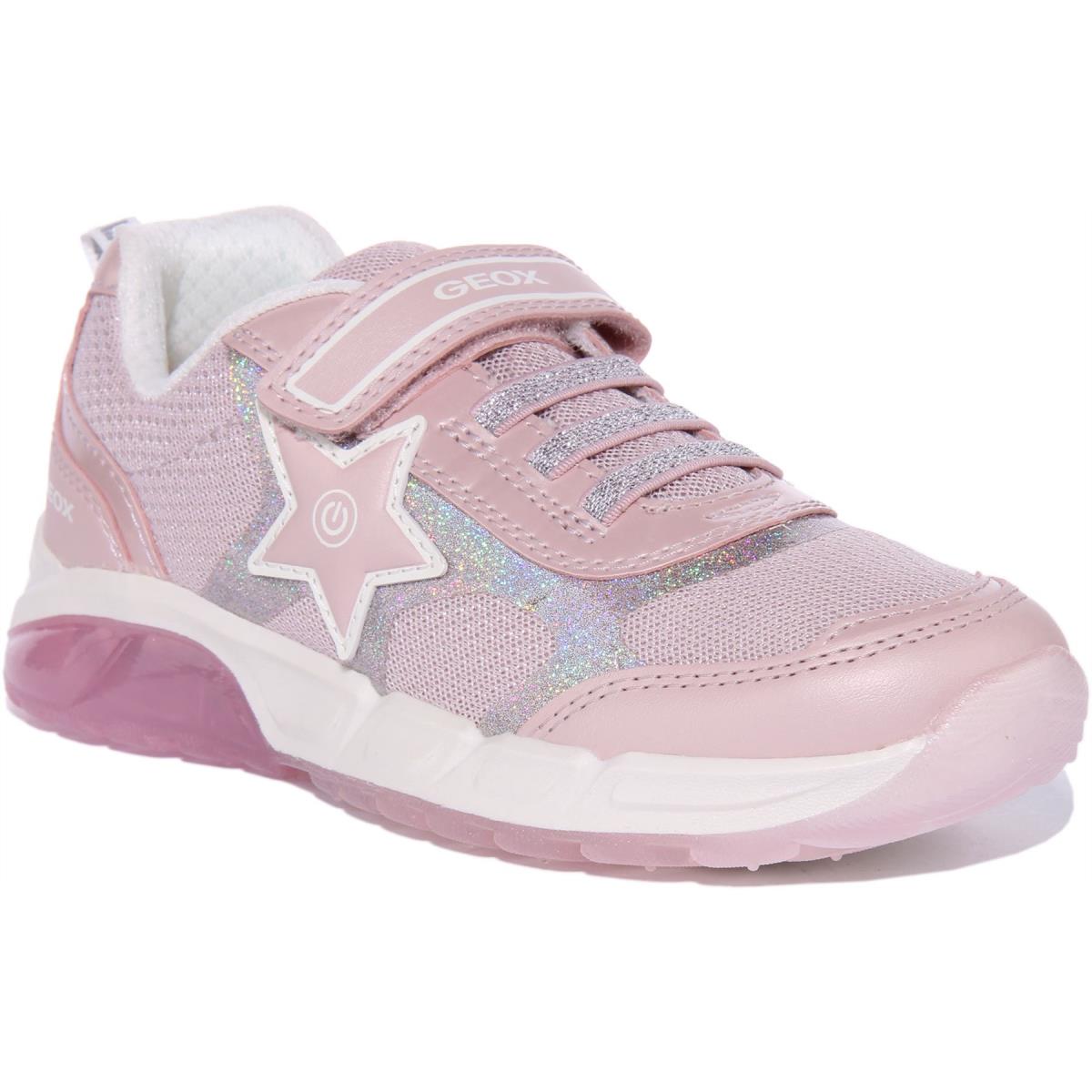 Geox J Spaziale Girls Single Strap Light Up Sneakers In Pink Size US 1C - 4Y PINK