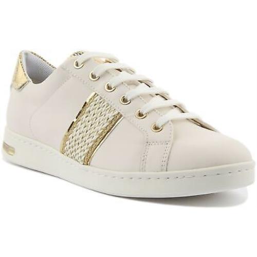 Geox D Jaysen C Womens Lace Up Tennis Sneaker In White Gold Size US 5 - 11