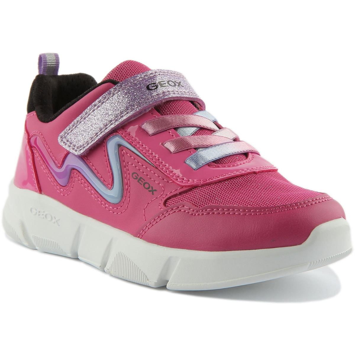 Geox J Aril Girls Single Strap Light Up Sneakers In Pink Size US 1C - 4Y PINK