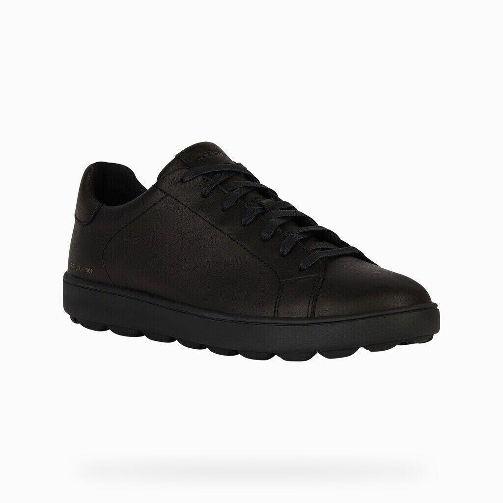 Geox Spherica Ecub-1 Men`s Black Low Cut Leather Sneakers U45GPC00085C9999
