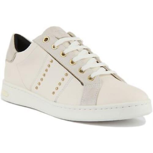 Geox Jaysen Womens Lace Up Classic Tennis Sneakersin White Gold US Size 5 - 11 - WHITE GOLD