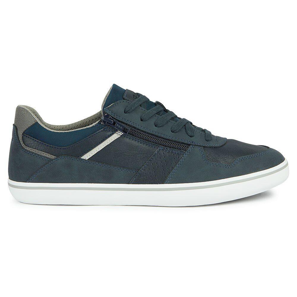 Geox Elver Men`s Navy Leather Trainers Sneakers u45bca c4002 - Blue