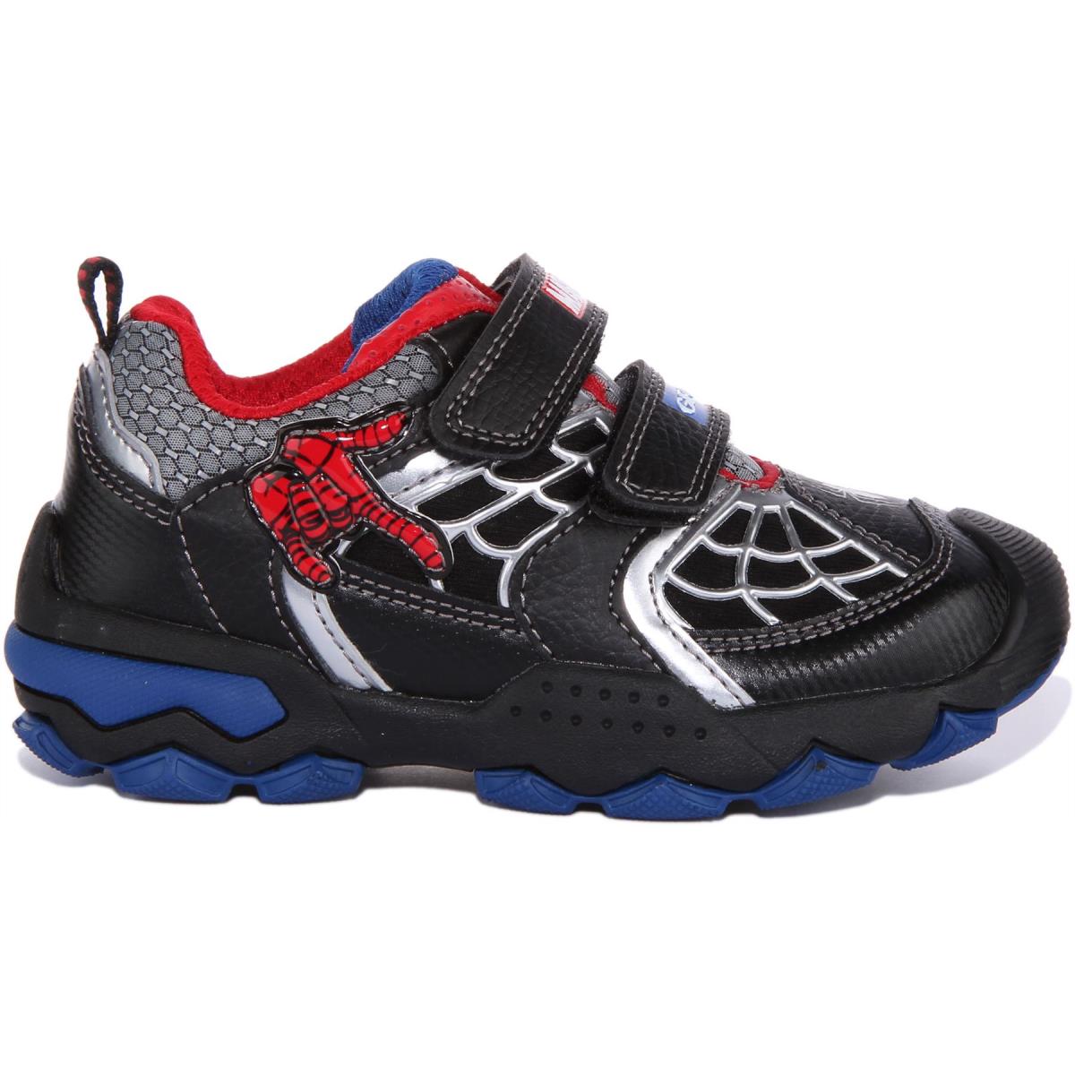 Geox J Buller X Spiderman Youths Breathable Sneakers In Black Red Size US 1 - 4Y BLACK RED