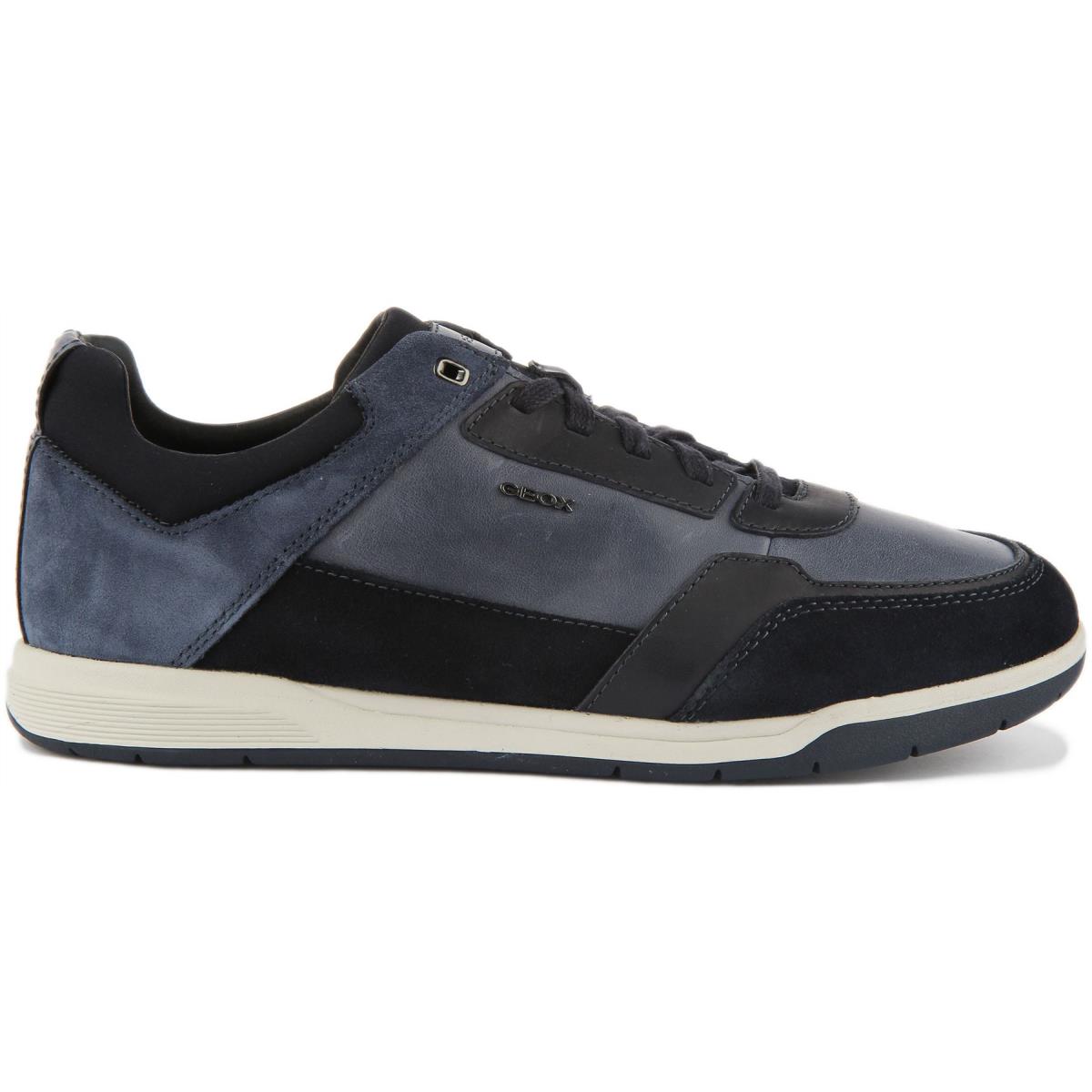 Geox M Spherica A Mens Lace Up Leather Low Sneakers In Navy Size US 7 - 13
