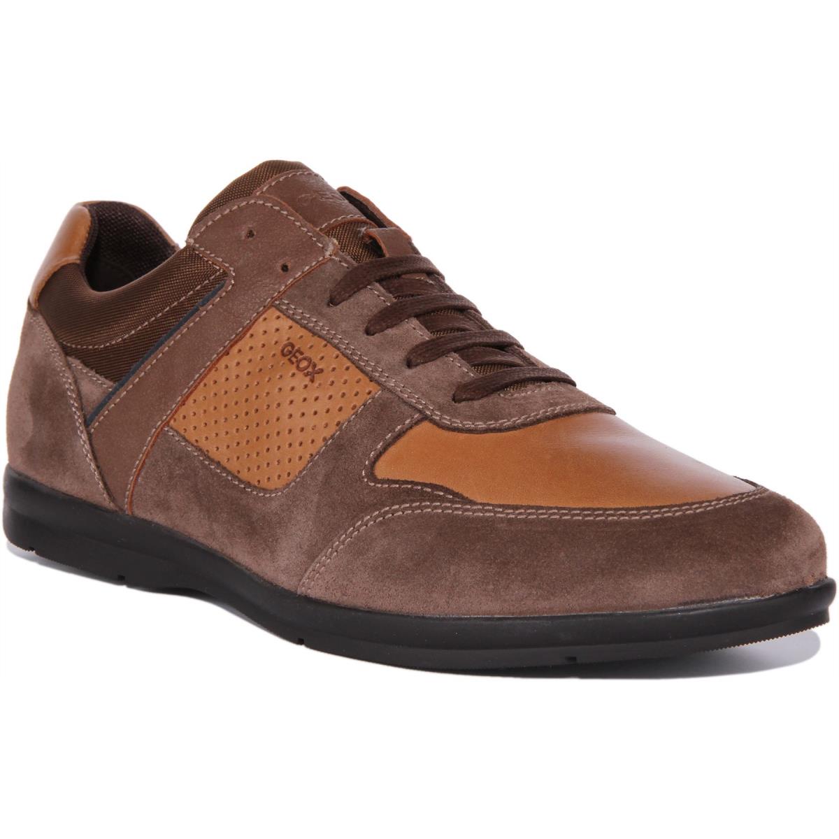 Geox U Adrien A Lace Up Low Profile Casual Leather Sneaker Brown Mens US 7 - 13