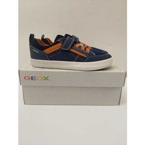 Geox Mesh and Suede Blue/orange Big Boy s Low-top Sneakers - Size 1