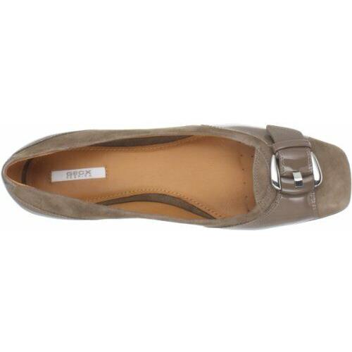 Geox Stefany Taupe Suede/patent Leather Breathable Sole Comfort Loafers 6.5M