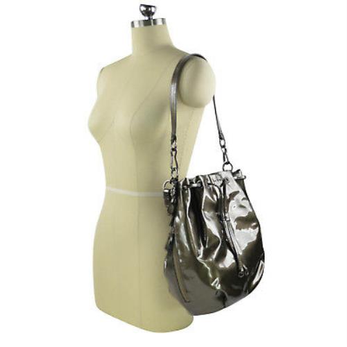 Coach Madison Patent Leather Marielle Drawstring Bag Handbag 18820 Pewter