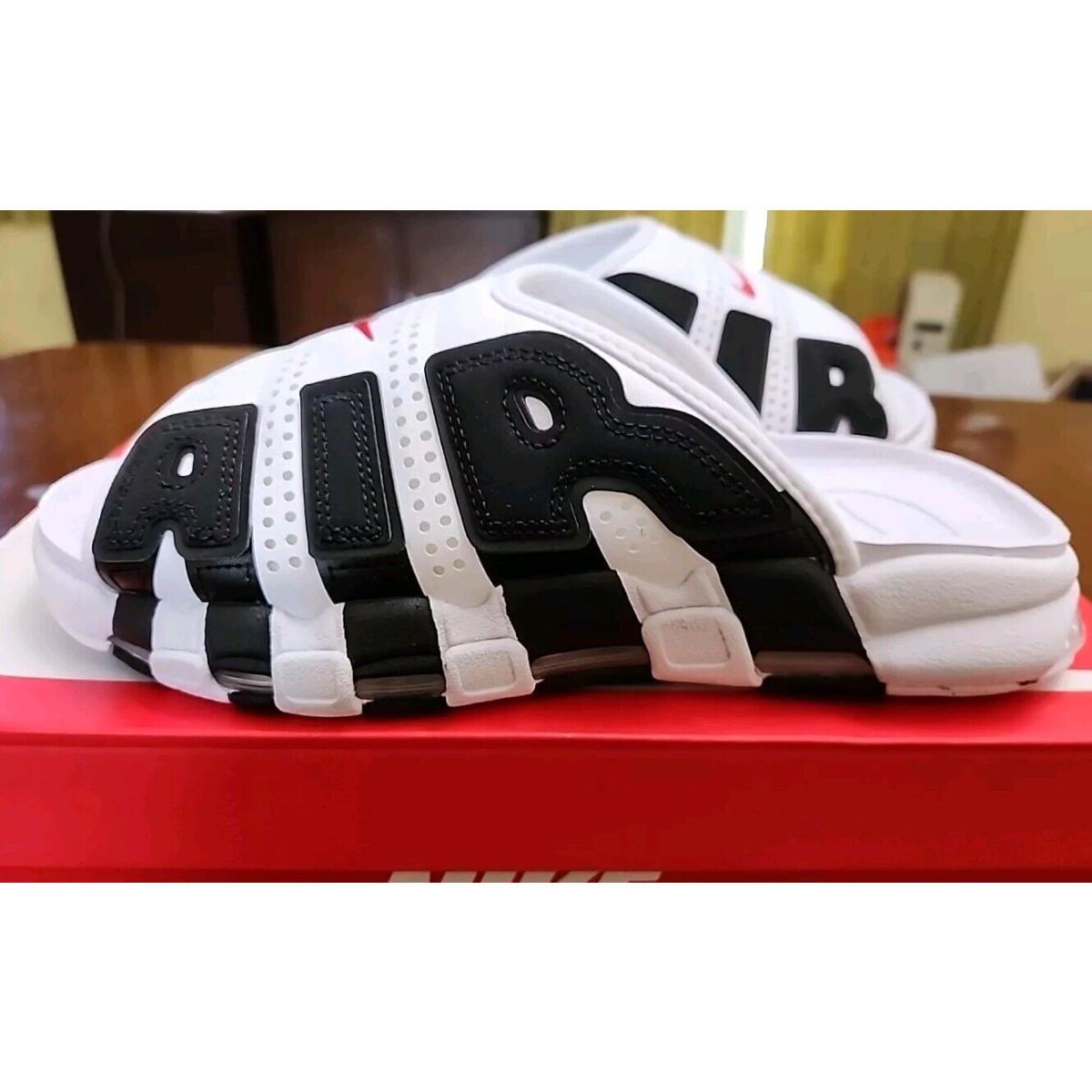 Nike Men`s Nik Air More Uptempo Slide White Black Size 10 Leather Athletic FB7815 100 - Multi-Color