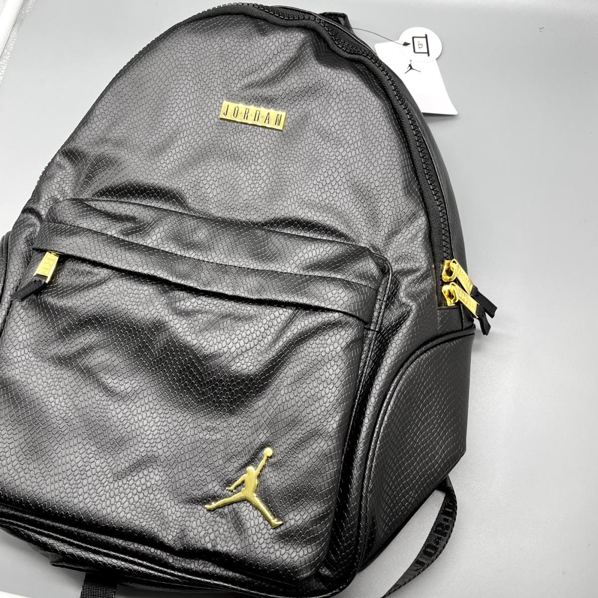 Nike Air Jordan Leather Regal Backpack black gold monogram 9A0136 429 Fash Brands