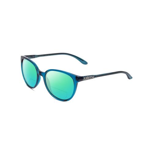 Smith Cheetah Women Cateye Polarized Bi-focal Sunglasses in Blue 54mm 41 Options Green Mirror