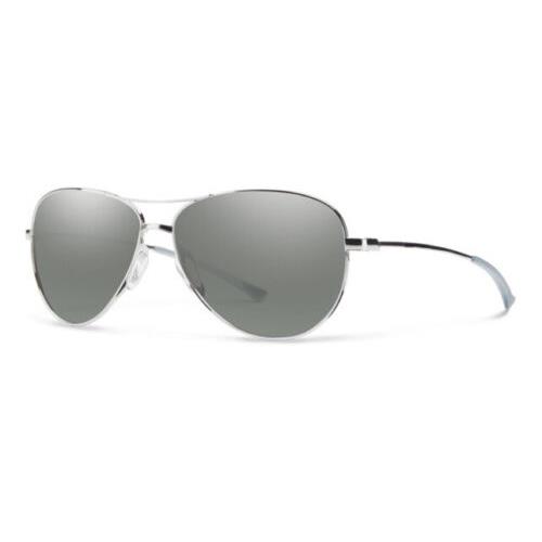 Smith Langley Aviator Sunglasses w/ Carbonic - Silver Frame - Platinum Lens