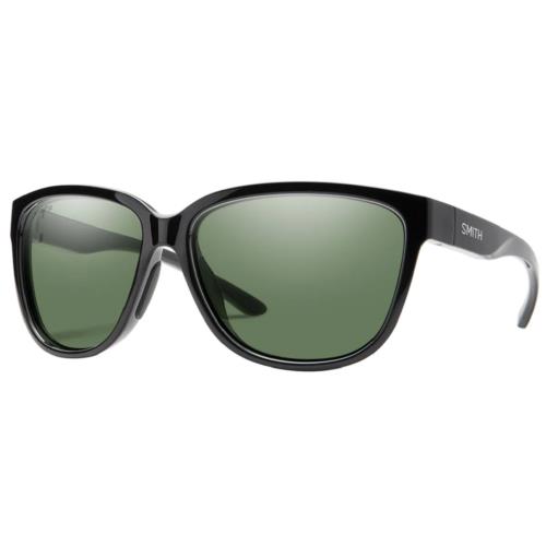 Smith Monterey Ladies Cateye Sunglasses Gloss Black/cp Polarized Gray Green 58mm - Frame: Black, Lens: Green