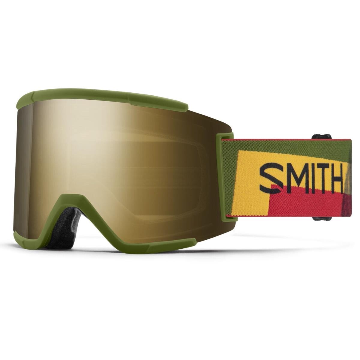 Smith Squad XL Snow Goggles High Fives Sun Black Gold Mirror Lens +bonus