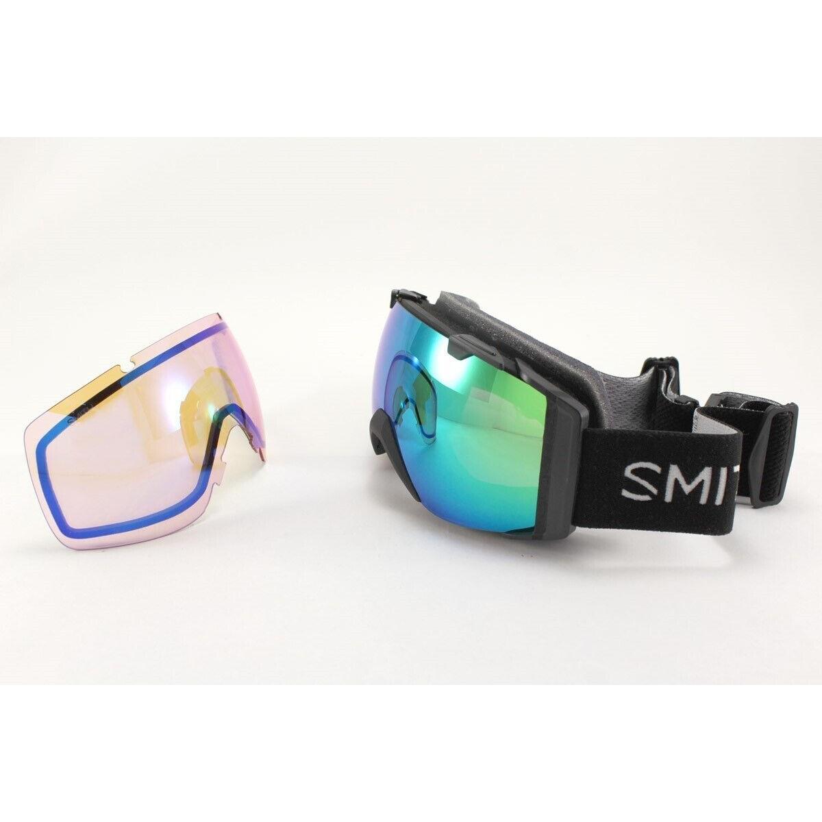 Smith I/o Snow Goggles Black Chromapop Sun Green Mirror Lens + Bonus