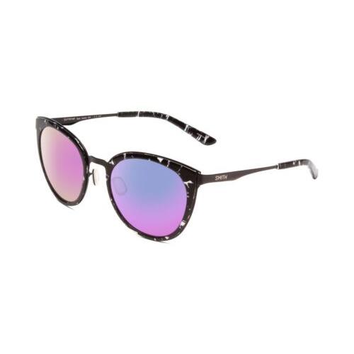 Smith Somerset Cateye Sunglasses in Black Marble/cp Polarized Violet Mirror 53mm