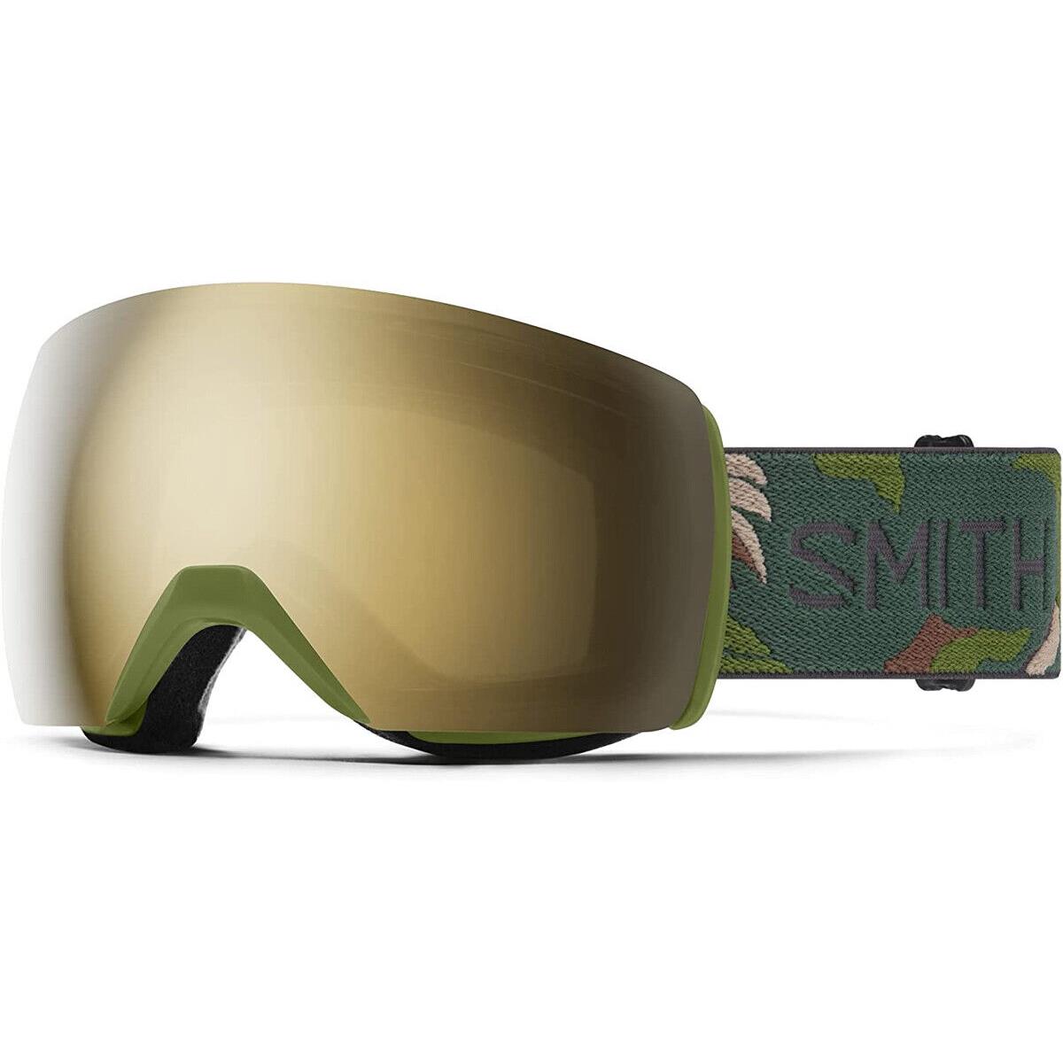 Smith Skyline XL Olive Plant Camo Cps Black Gold Mirror Lens Ski Goggles
