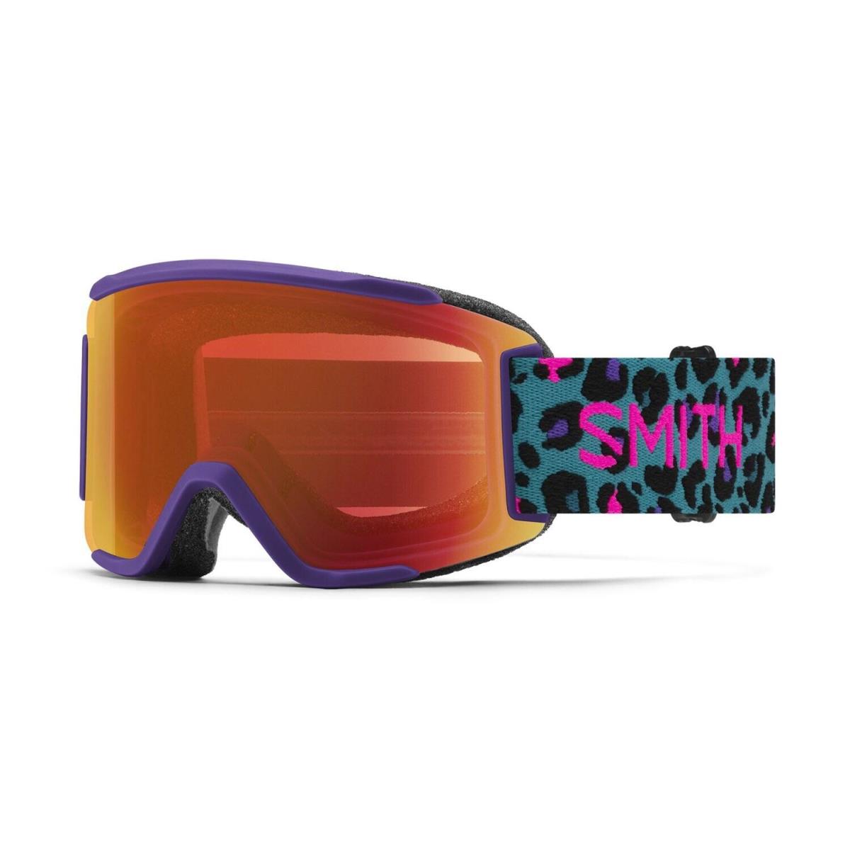 Smith Squad S Snow Goggles Purple Haze Neon Cheetah Everyday Red Mirror + Bonus