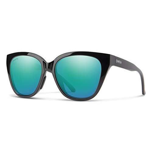 Smith Era Cateye Sunglasses in Black/chromapop Polarized Opal Blue Green Mirror