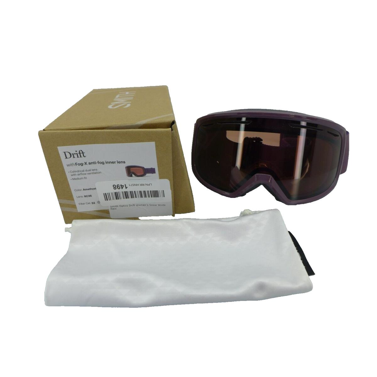 Smith Drift Amethyst Snow Goggles Medium Fit Fog X