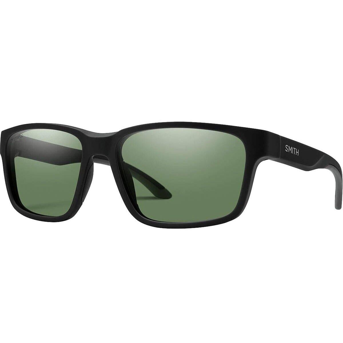 Smith Basecamp Sunglasses Matte Black Frame Polarized Gray Green Lens