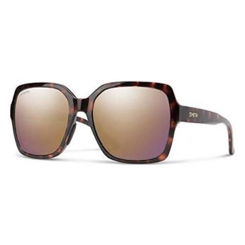 Smith Flare Ladies Sunglasses in Tortoise Chromapop Polarized Rose Gold Mirror