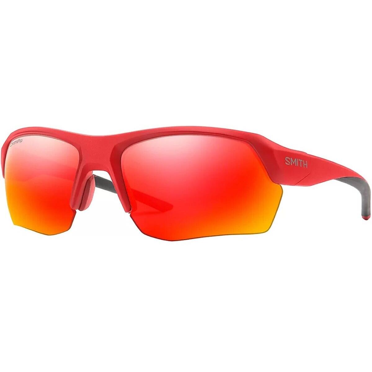 Smith Tempo Max Sunglasses Matte Rise Frame Chromapop Sun Red Mirror +bonus